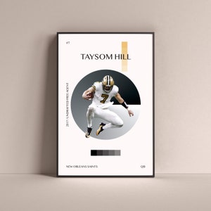 Taysom Hill Poster, New Orleans Saints Art Print Minimalist Football Wall Decor For Home Living Kids Game Room Gym Bar Man Cave