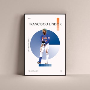 Francisco Lindor Poster, New York Mets Art Print Minimalist Baseball Wall Decor For Home Living Kids Game Room Gym Bar Man Cave