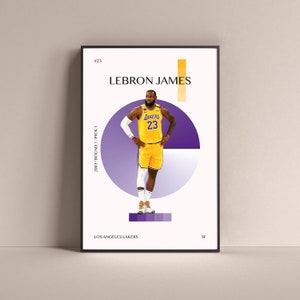 LeBron James Poster, Los Angeles Lakers Art Print Minimalist Basketball Wall Decor For Home Living Kids Game Room Gym Bar Man Cave