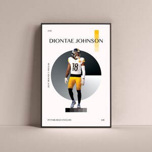 Diontae Johnson Poster, Pittsburgh Steelers Art Print Minimalist Football Wall Decor For Home Living Kids Game Room Gym Bar Man Cave