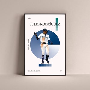 Julio Rodriguez Poster, Seattle Mariners Art Print Minimalist Baseball Wall Decor For Home Living Kids Game Room Gym Bar Man Cave