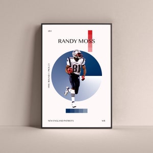 Randy Moss Poster, New England Patriots Art Print Minimalist Football Wall Decor For Home Living Kids Game Room Gym Bar Man Cave