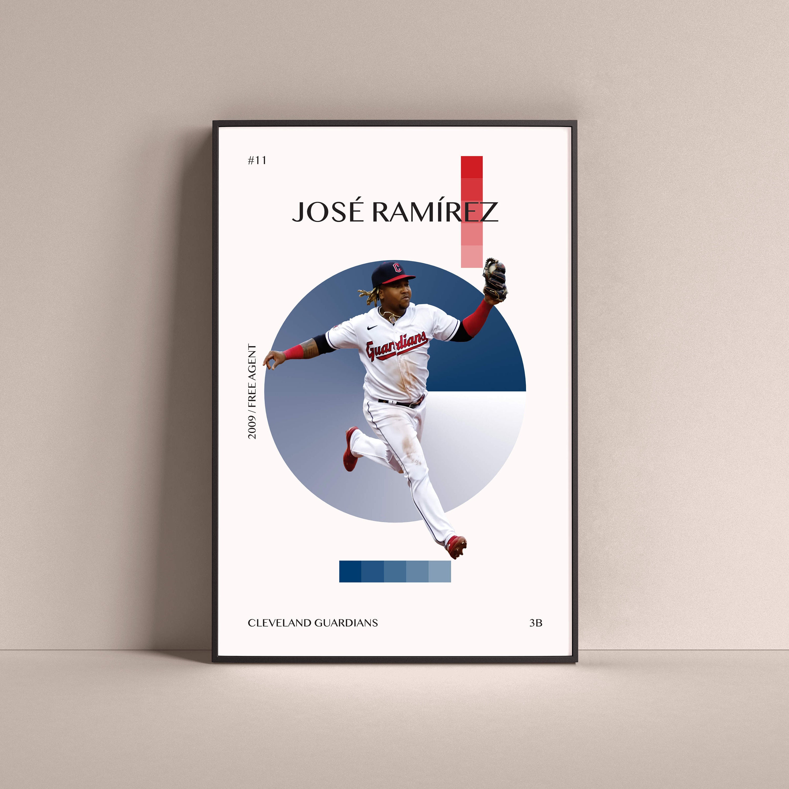 Jose Ramirez Cleveland Indians Poster Print, Real Player, Baseball Player,  Canvas Art, ArtWork, Jose Ramírez Decor, Posters for Wall SIZE 24''x32