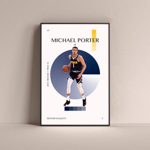 Michael Porter Jr. Poster, Denver Nuggets Kunstdruck minimalistisch Basketball Wand dekor für Zuhause Wohnzimmer Kinder Spielzimmer Gym Bar Man Cave