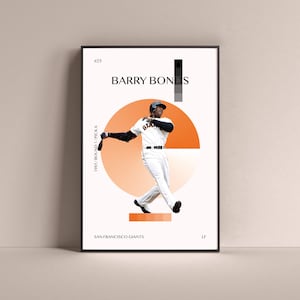 Barry Bonds Poster, San Francisco Giants Art Print Minimalist Baseball Wall Decor For Home Living Kids Game Room Gym Bar Man Cave