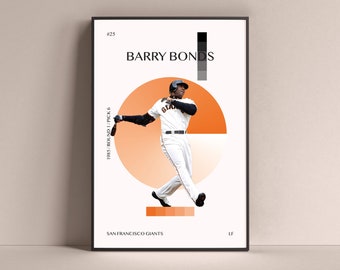 Barry Bonds Poster, San Francisco Giants Art Print Minimalist Baseball Wall Decor For Home Living Kids Game Room Gym Bar Man Cave