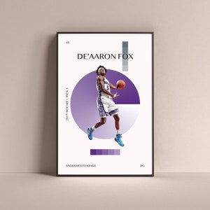 De&#39;Aaron Fox Poster, Sacramento Kings Art Print Minimalist Basketball Wall Decor For Home Living Kids Game Room Gym Bar Man Cave