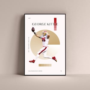 George Kittle Poster, San Francisco 49ers Art Print Decoración minimalista de la pared de fútbol para la vida en casa Niños Sala de juegos Gimnasio Bar Man Cave