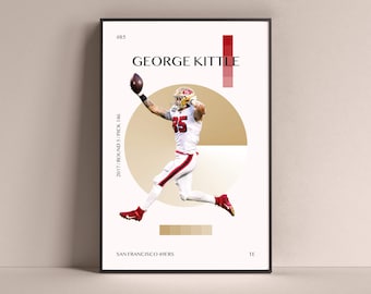 George Kittle Poster, San Francisco 49ers Art Print Minimalist Football Wall Decor For Home Living Kids Game Room Gym Bar Man Cave