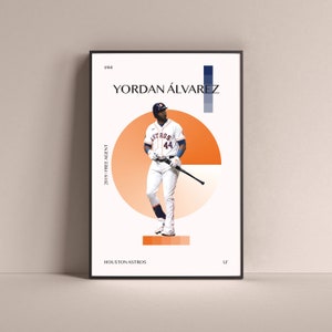 Yordan Alvarez Poster, Houston Astros Art Print Minimalista Beisebol Decoração de parede para casa, sala de jogos infantil, academia, bar, homem, caverna
