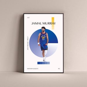 Jamal Murray Poster, Denver Nuggets Kunstdruck Minimalistische Basketball Wanddeko für Zuhause Wohnen Kinder Spielzimmer Gym Bar Mann Höhle
