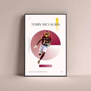 Terry McLaurin Poster, Washington Commanders Art Print Minimalist Football Wall Decor For Home Living Kids Game Room Gym Bar Man Cave