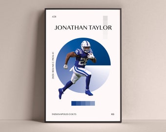 Póster de Jonathan Taylor, Indianapolis Colts Art Print Decoración minimalista de la pared de fútbol para la vida en casa De los niños Sala de juegos Gimnasio Bar Man Cave