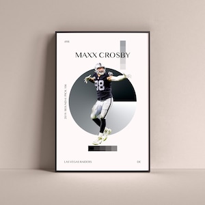 Maxx Crosby Poster, Las Vegas Raiders Art Print Minimalist Football Wall Decor For Home Living Kids Game Room Gym Bar Man Cave
