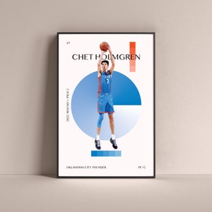 Chet Holmgren Poster, Oklahoma City Thunder Art Print Minimalist Basketball Wall Decor Home Living Kids Game Room Gym Bar Man Cave