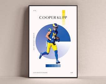 Cartel de Cooper Kupp, Los Angeles Rams Art Print Fútbol minimalista Decoración de pared para el hogar Vida Niños Sala de juegos Gimnasio Bar Man Cave