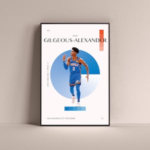 Shai Gilgeous-Alexander Poster, Oklahoma City Thunder Art Print Minimalist Basketball Wall Decor Home Living Kids Game Room Gym Bar Man Cave