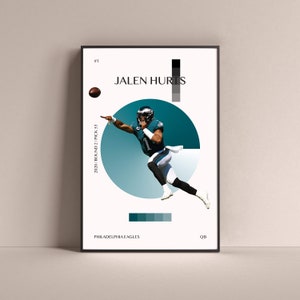 Jalen Hurts Poster, Philadelphia Eagles Art Print Minimalist Football Wall Decor For Home Living Kids Game Room Gym Bar Man Cave