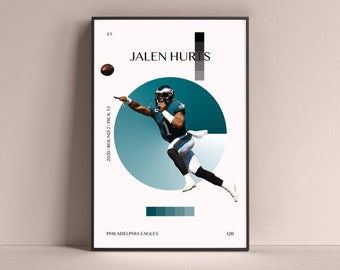 Jalen Hurts Poster, Philadelphia Eagles Art Print Minimalist Football Wall Decor For Home Living Kids Game Room Gym Bar Man Cave