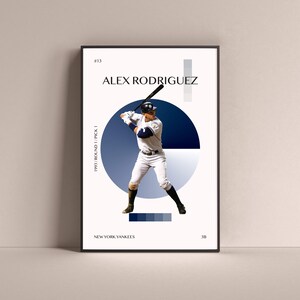 Alex Rodriguez Poster, New York Yankees Art Print Minimalist Baseball Wall Decor For Home Living Kids Game Room Gym Bar Man Cave