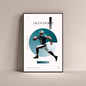 Jalen Hurts Poster, Philadelphia Eagles Art Print Minimalist Football Wall Decor For Home Living Kids Game Room Gym Bar Man Cave