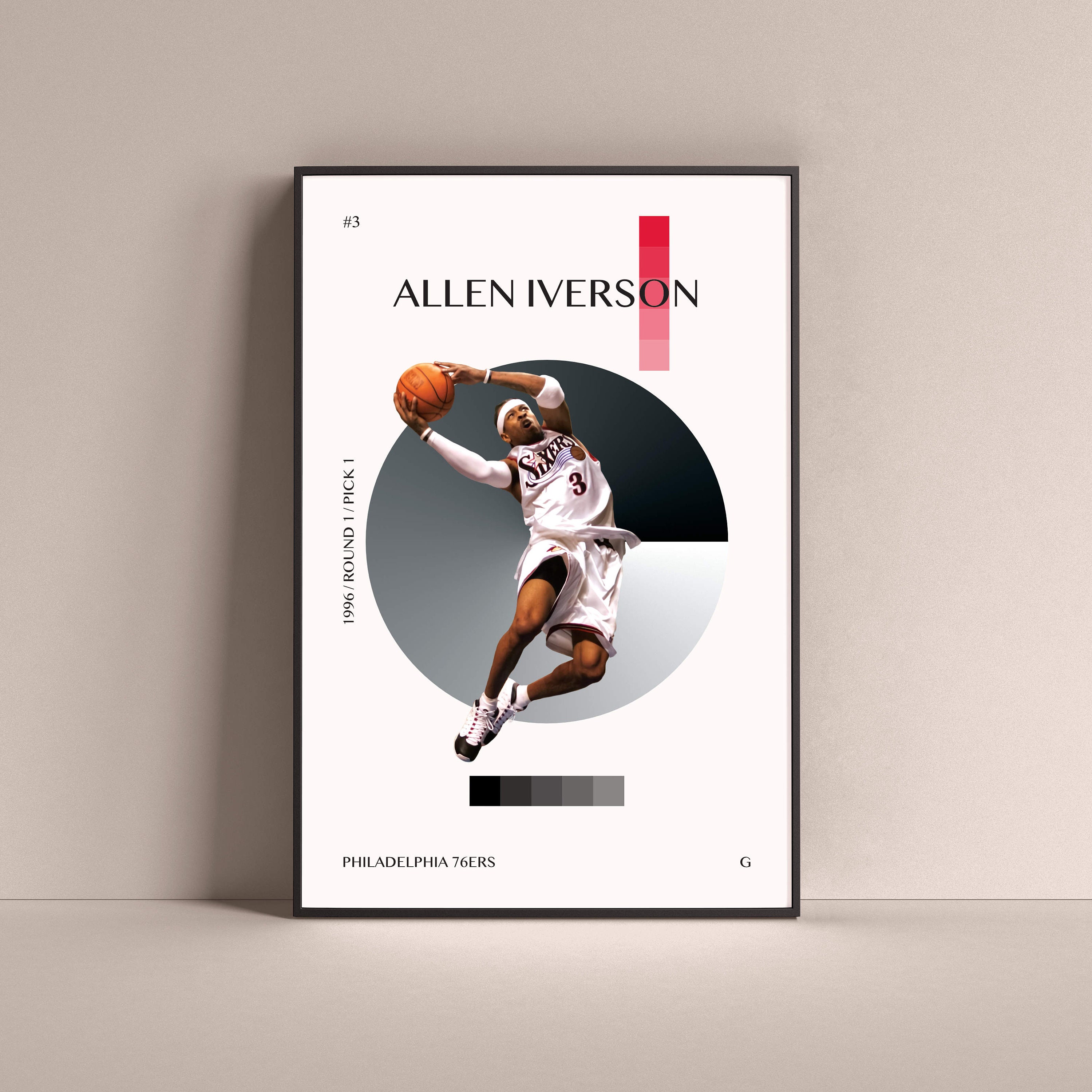 Allen Iverson Poster, Philadelphia 76ers Art Print Minimalist ...