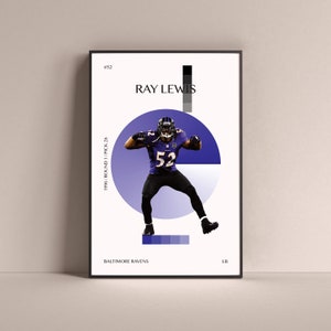 Ray Lewis Poster, Baltimore Ravens Art Print Minimalist Football Wall Decor For Home Living Kids Game Room Gym Bar Man Cave