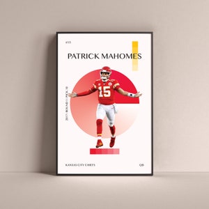 Patrick Mahomes Poster, Kansas City Chiefs Art Print Minimalist Football Wall Decor For Home Living Kids Game Room Gym Bar Man Cave
