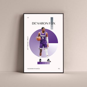 De&#39;Aaron Fox Poster, Sacramento Kings Art Print Minimalist Basketball Wall Decor For Home Living Kids Game Room Gym Bar Man Cave