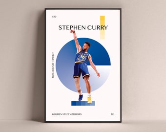 Póster de Stephen Curry, Golden State Warriors Art Print Decoración minimalista de la pared de baloncesto para la vida en casa De los niños Sala de juegos Gimnasio Bar Man Cave