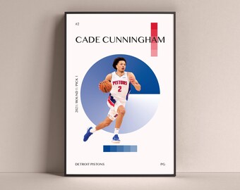 Cade Cunningham Poster, Detroit Pistons Art Print Minimalista Basketball Wall Decor For Home Living Kids Game Room Gym Bar Man Cave