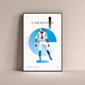 Póster de Cam Newton, estampado artístico de Carolina Panthers, decoración de pared de fútbol minimalista para el hogar, sala de juegos para niños, gimnasio, Bar, cueva para hombre