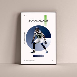 Jamal Adams Poster, Seattle Seahawks Art Print Minimalist Football Wall Decor For Home Living Kids Game Room Gym Bar Man Cave