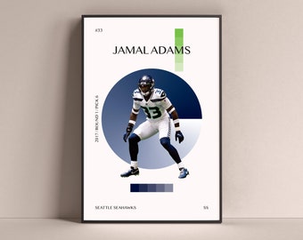 Jamal Adams Poster, Seattle Seahawks Art Print Minimalist Football Wall Decor For Home Living Kids Game Room Gym Bar Man Cave