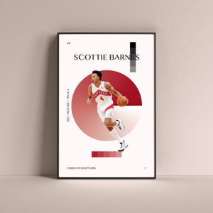 Plakat Scottie Barnes, wydruk artystyczny Toronto Raptors, minimalistyczna dekoracja ścienna do koszykówki do domu, salonu, pokoju gier dla dzieci, siłowni, baru, jaskini człowieka