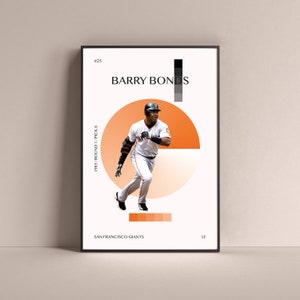 Barry Bonds Poster, San Francisco Giants Art Print Minimalist Baseball Wall Decor For Home Living Kids Game Room Gym Bar Man Cave
