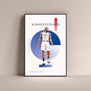 Kawhi Leonard Poster, Los Angeles Clippers Art Print Minimalist Basketball Wall Decor For Home Living Kids Game Room Gym Bar Man Cave