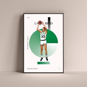 Larry Bird Poster, Boston Celtics Art Print Decoración minimalista de la pared de baloncesto para la vida en casa De los niños Sala de juegos Gimnasio Bar Man Cave
