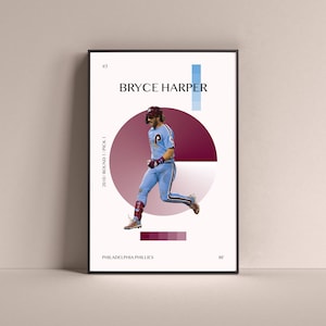 Bryce Harper Poster, Philadelphia Phillies Art Print Minimalist Baseball Wall Decor For Home Living Kids Game Room Gym Bar Man Cave