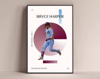 Bryce Harper Poster, Philadelphia Phillies Art Print Minimalist Baseball Wall Decor For Home Living Kids Game Room Gym Bar Man Cave