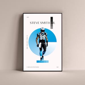 Steve Smith Sr. Poster, Carolina Panthers Art Print Minimalist Football Wall Decor For Home Living Kids Game Room Gym Bar Man Cave