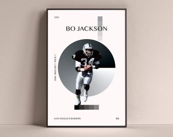 Bo Jackson Poster, Los Angeles Raiders Art Print Minimalist Football Wall Decor For Home Living Kids Game Room Gym Bar Man Cave