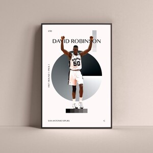 David Robinson Poster, San Antonio Spurs Art Print Minimalist Basketball Wall Decor For Home Living Kids Game Room Gym Bar Man Cave