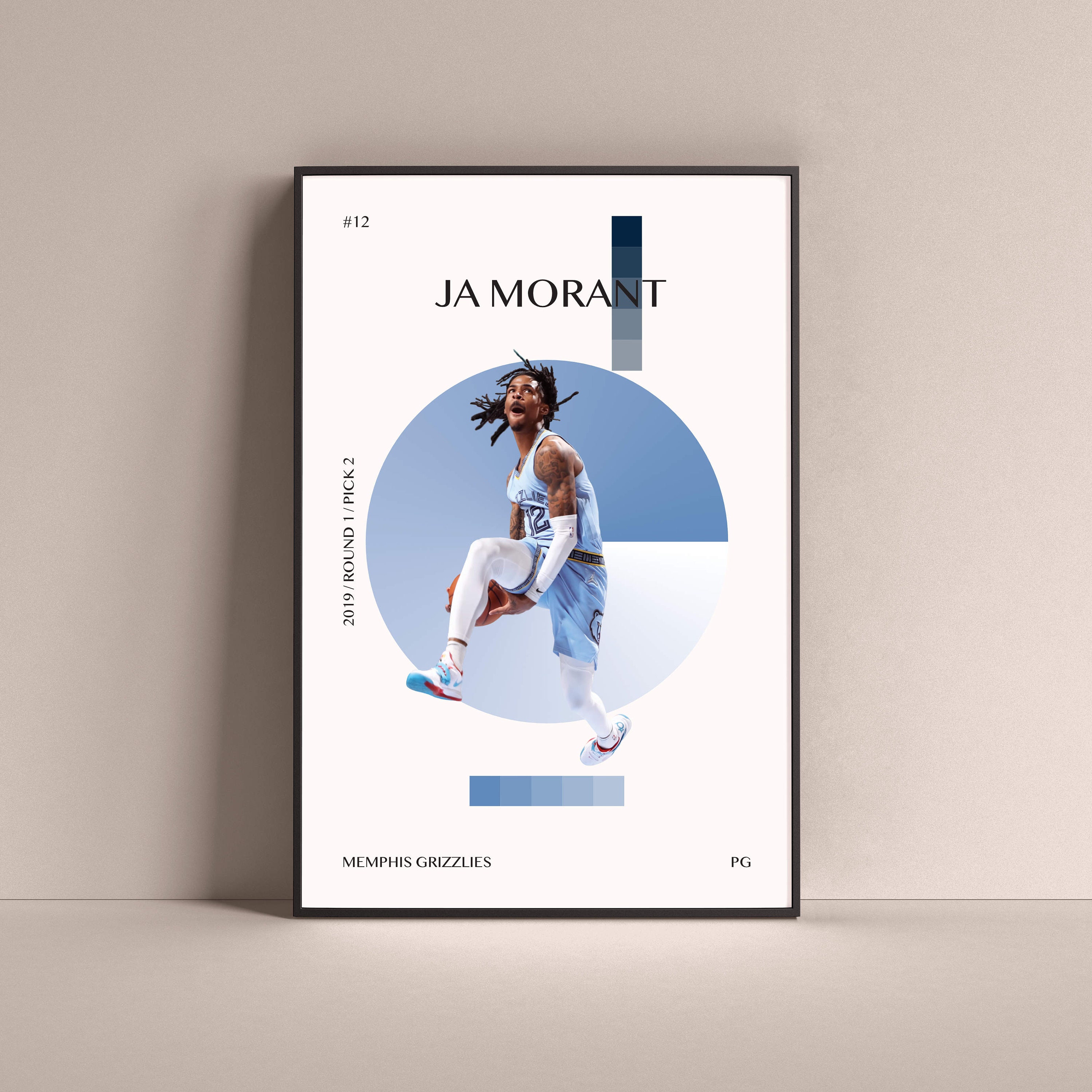 Discover Ja Morant Poster, Memphis Grizzlies Art Print Minimalist Basketball Wall Decor