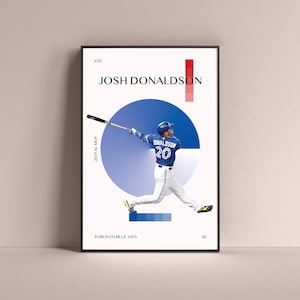 Josh Donaldson Poster, Toronto Blue Jays Art Print Minimalist Baseball Wall Decor For Home Living Kids Game Room Gym Bar Man Cave