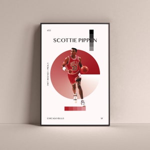 Scottie Pippen Poster, Chicago Bulls Art Print Minimalist Basketball Wall Decor For Home Living Kids Game Room Gym Bar Man Cave