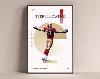 Terrell Owens Poster, San Francisco 49ers Art Print Decoración minimalista de la pared de fútbol para la vida en casa De los niños Sala de juegos Gimnasio Bar Man Cave