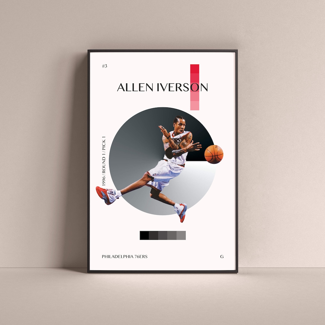 Allen Iverson Poster, Philadelphia 76ers Art Print Minimalist ...