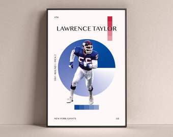 Póster de Lawrence Taylor, New York Giants Art Print Decoración minimalista de la pared de fútbol para la vida en casa De los niños Sala de juegos Gimnasio Bar Man Cave