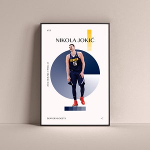 Nikola Jokic Poster, Denver Nuggets Art Print Minimalist Basketball Wall Decor For Home Living Kids Game Room Gym Bar Man Cave